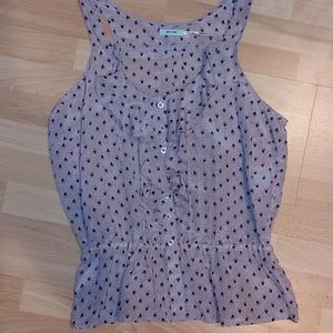 Kimchi Blue Silk Ruffled Grey Pink Floral Blouse